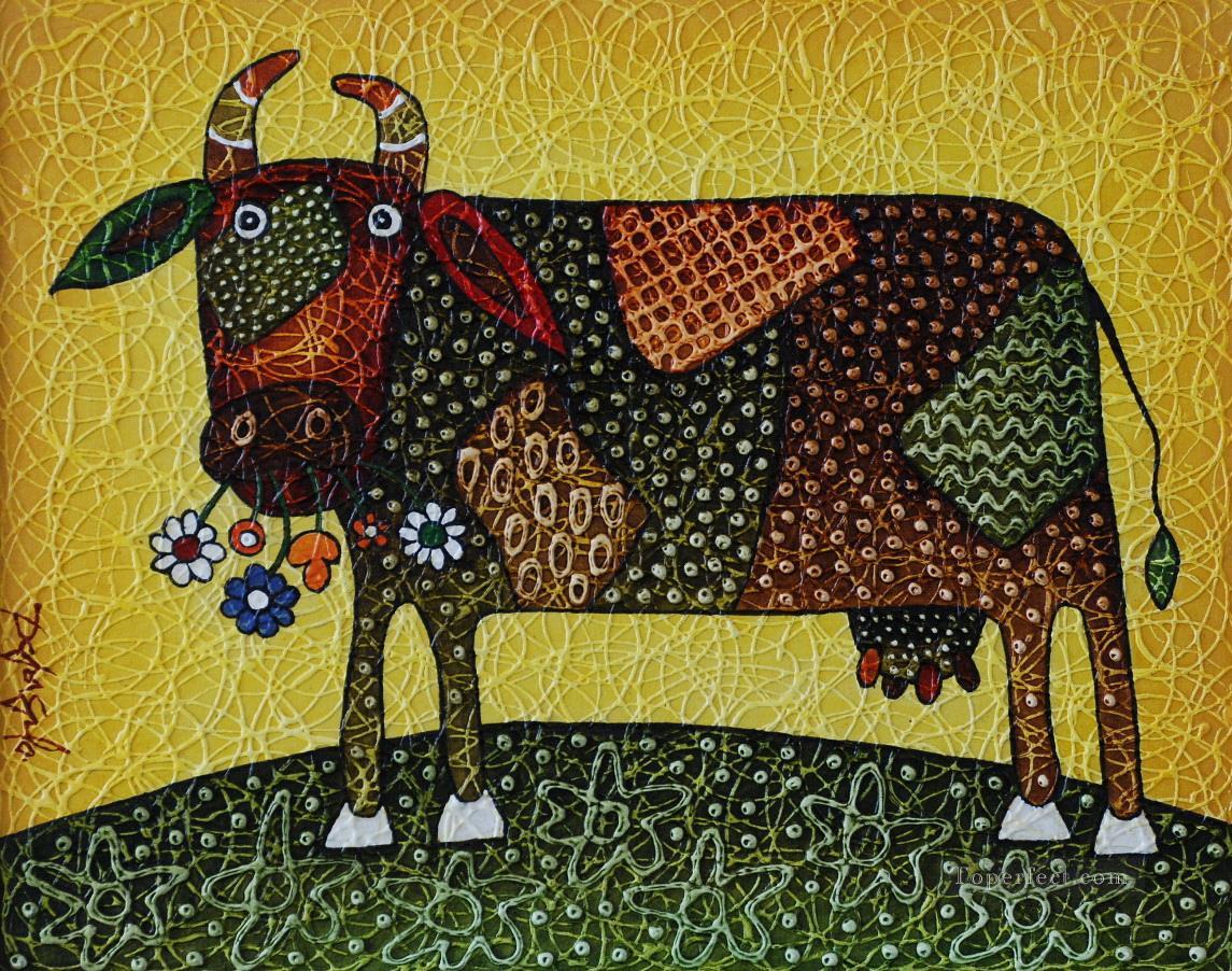 vache gesso avec texture Peintures à l'huile